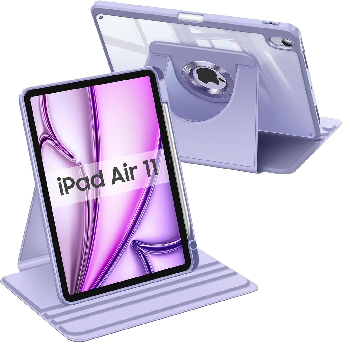 274234 - FINTIE Mbështjellëse për iPad Air 11 inç M4/M3/M2 (2026/2025/2024) dhe iPad Air 5/4 10.9”, Mbështjellëse rrotulluese 360°, Mbulesë e hollë transparente, ngjyrë vjollcë