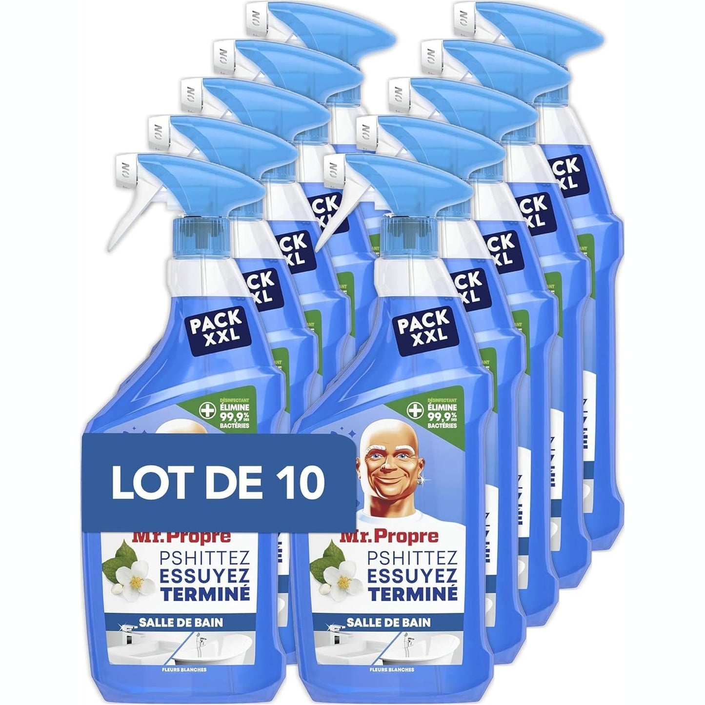 316126 - MR. CLEAN Sprej Dezinfektues dhe Pastrues për Banjo, Madhësi e Madhe (800ml x10), Aromë Lulesh e Bardhë