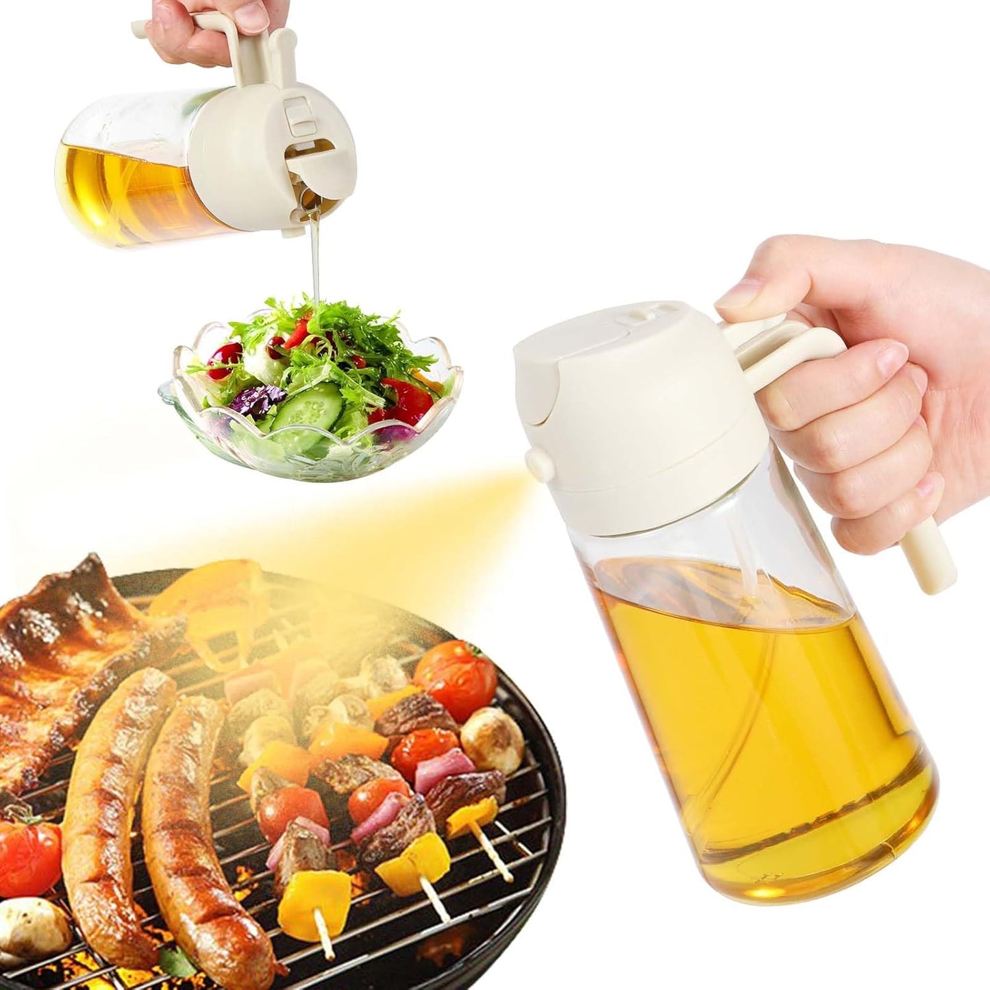 257979 - BLENDURA Spërkatës vaji për kuzhinë, 470ml, 2 në 1, për skuqje me ajër, gatim, skarë, sallata, pjekje, i bardhë