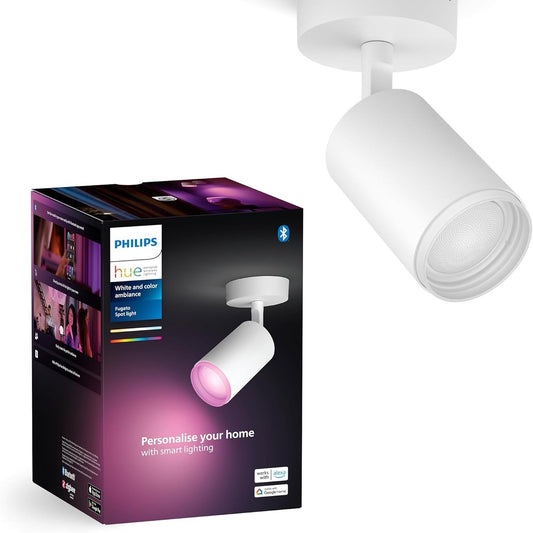 177102 - PHILIPS Hue White & Color Ambiance Fugato Spot, Bardhe, 1x350lm, 16 Milion Ngjyra, Kontrollueshme permes Aplikacionit, Pajtueshme me Amazon Alexa (Echo, Echo Dot), Gjenerata e Re