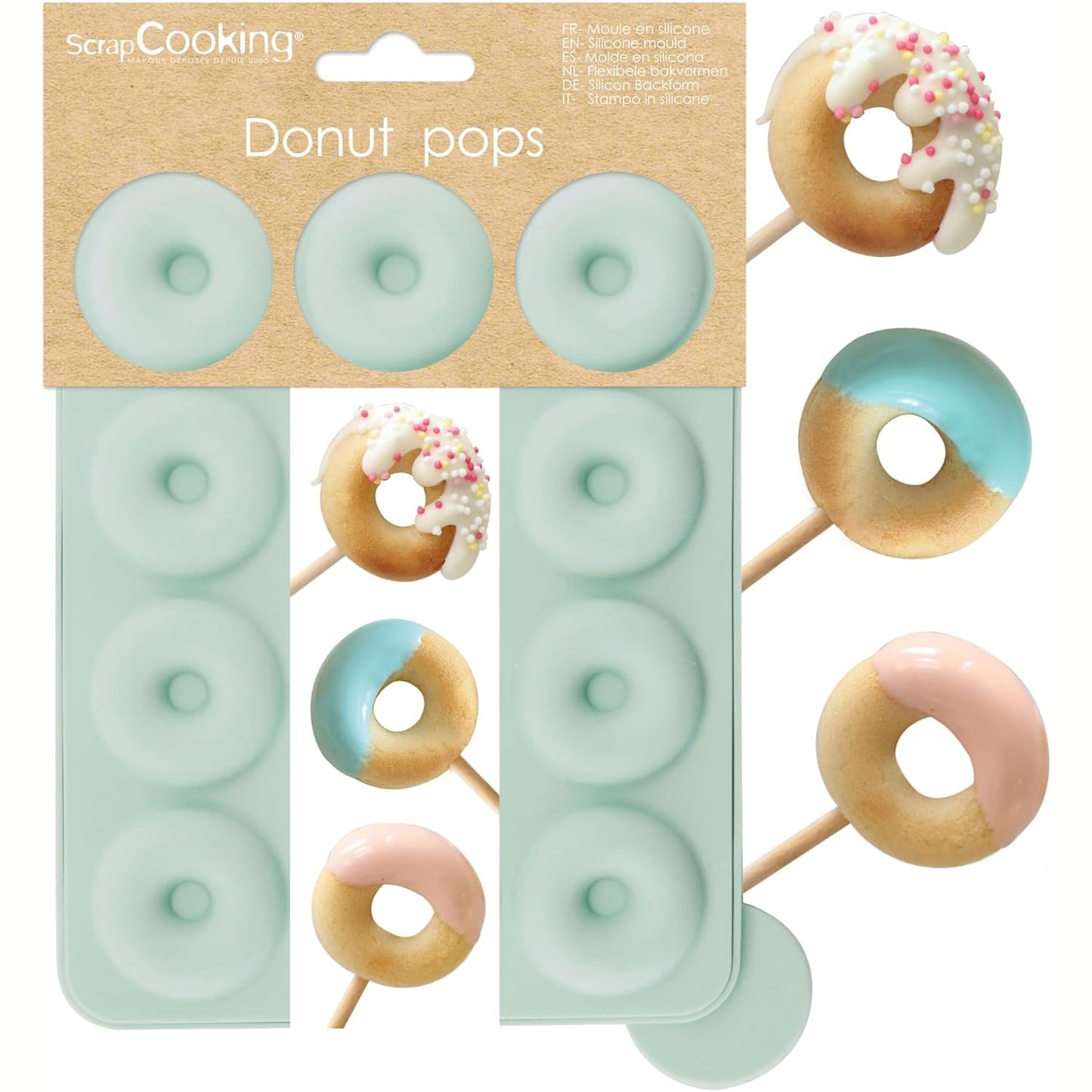 236955 - ScrapCooking Formë silikoni për 12 mini petulla, e sigurt për furrë dhe ngrirje, Jeshile e çelët, 3188