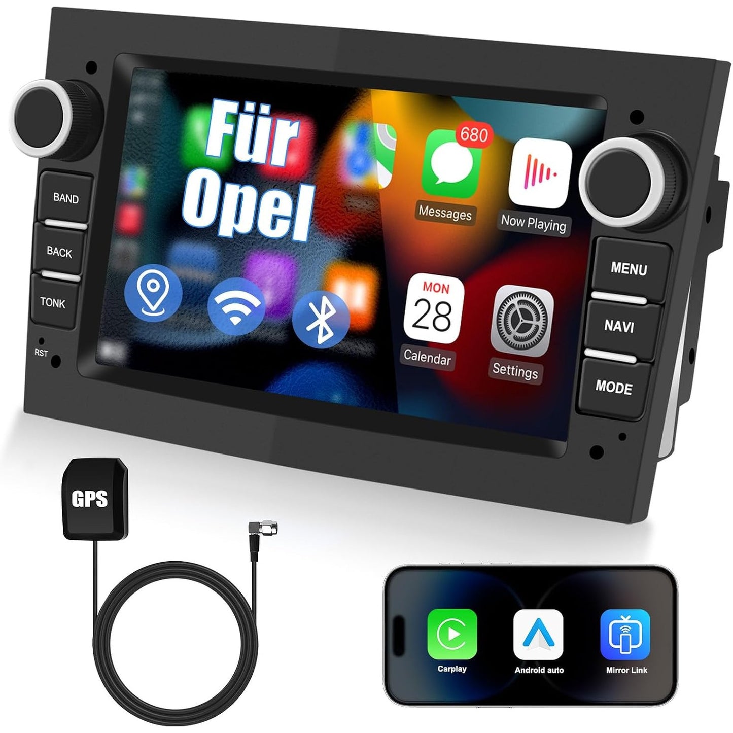 272742 - LEDIO: Radio makine Bluetooth me ekran 7 inç, navigim, Wi-Fi, radio DAB, FM/AM, CarPlay, Android Auto, 2DIN.