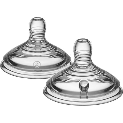 322061 - TOMMEE TIPPEE - Thithë shisheje me fillim natyral, Rrjedhje e shpejtë, 6M+, Pako me 2 pjesë, Silikon i butë