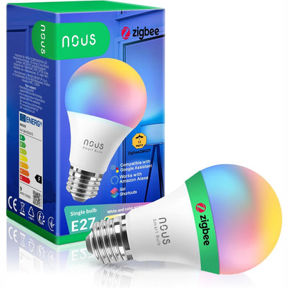 197516 - NOUS Llampa P3Z Smart ZigBee RGB E27, e pajtueshme me Alexa, Hue Bridge, Google Home, Asistent në Shtëpi, 16 Milion Ngjyra, Kontroll Zëri dhe Aplikacioni, 2700-6500K