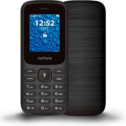 293540 - MYPHONE Telefon 2220, butona të mëdhenj, ekran 1.77", bateri 600 mAh, dy karta SIM, Bluetooth, i zi