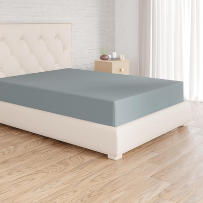 219395 - AMAZON BASICS Çarçaf i montuar, 160 x 200 x 30 cm, Mikrofibër Poliester për Dyshekë deri në 30 cm të Trashë, Blu Spa