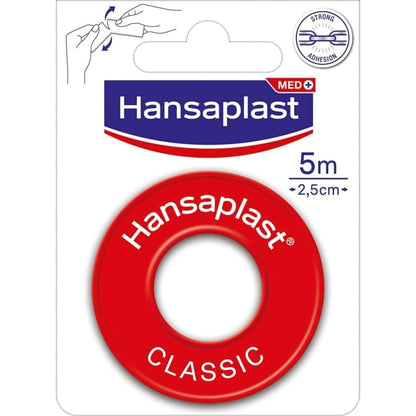 290472 - HANSAPLAST Flastër CLASSIC në bobinë - 5m x 2.5cm - Flastër rrotullues për fiksimin e fashave
