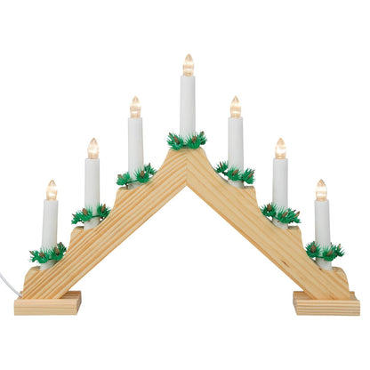 162772 - IDENA 8582088 - Mbajtëse Qirinjsh LED për Adventin, Prej Druri me Ngjyrë Natyrale, me 7 Qirinj LED të Bardhë të Ngrohtë, Kabllo Lidhjeje me Çelës, Llambë Zëvendësuese, Dekorim për Krishtlindje