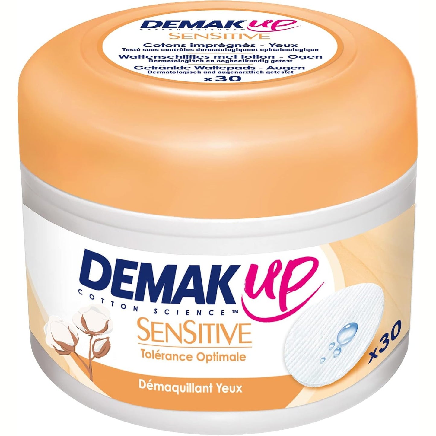 319118 - DEMAK'UP Sensitive Disqe të para-lagura, 30 disqe pambuku.