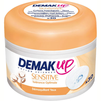 319118 - DEMAK'UP Sensitive Disqe të para-lagura, 30 disqe pambuku.