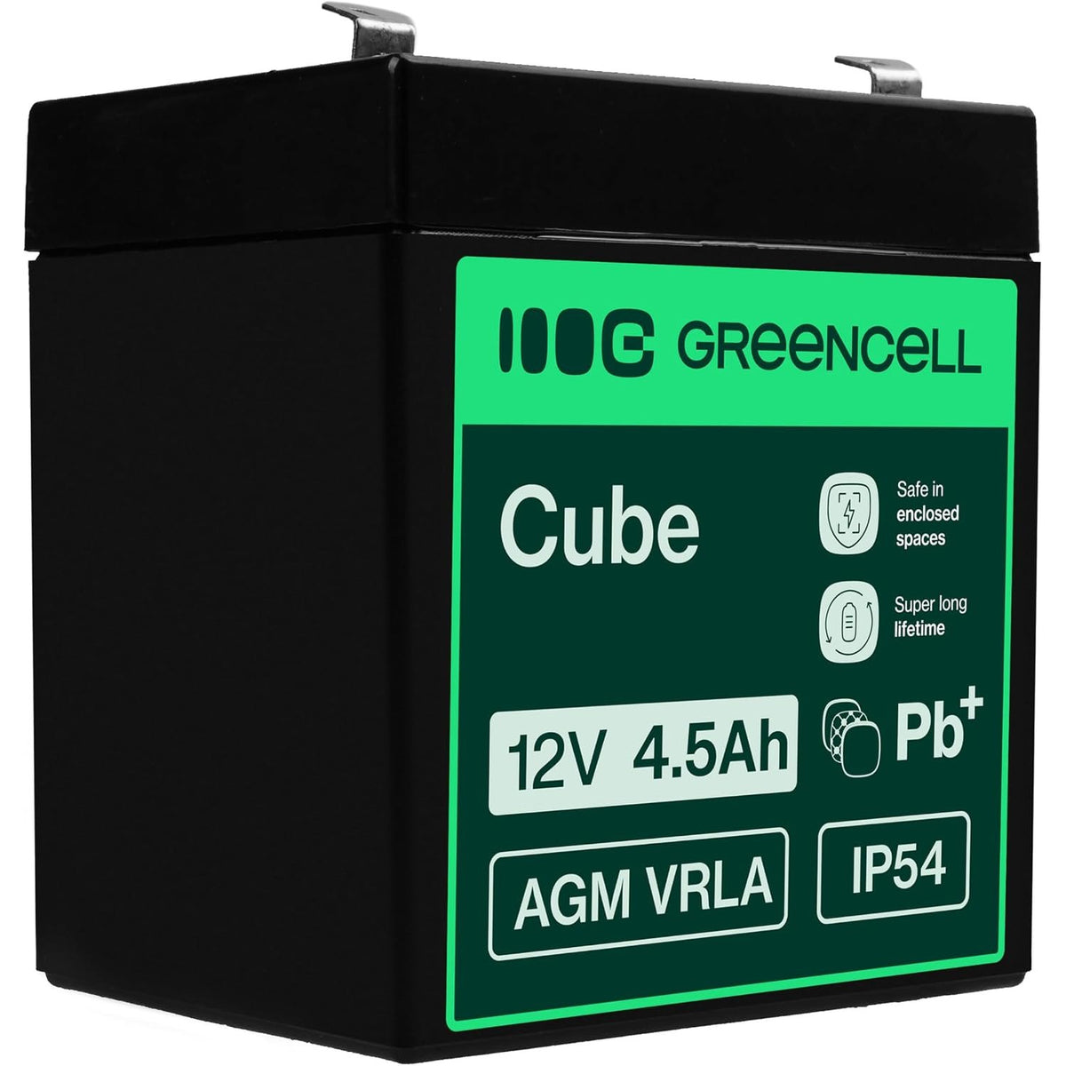 310015 - GREENCELL Bateri plumbi-acidi AGM 12V 4.5Ah e rikarikueshme, Bateri VRLA e mbyllur pa mirëmbajtje, për Lodra për fëmijë, Instalime alarmi UPS/USV