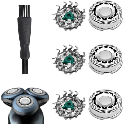 301113 - PHILIPS Kokë rroje SH60/72 e pajtueshme me Philips Series 6000, 3 njësi koka zëvendësuese SH60, me furçë pastrimi