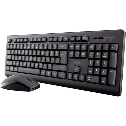 273952 - TRUST Pako tastiere dhe mausi pa tel Primo, paraqitje franceze AZERTY, taste të sheshta, rezistente ndaj derdhjeve, tastierë me tastierë numerike, marrës i vetëm USB, set për laptopë Windows dhe Mac