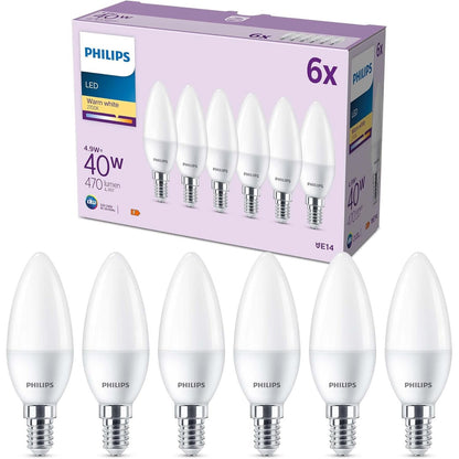 198439 - PHILIPS LIGHTING 929003541136 Pako me 6 Llamba LED E14, në Formë Flake, 40W, E Bardhë e Ngrohtë