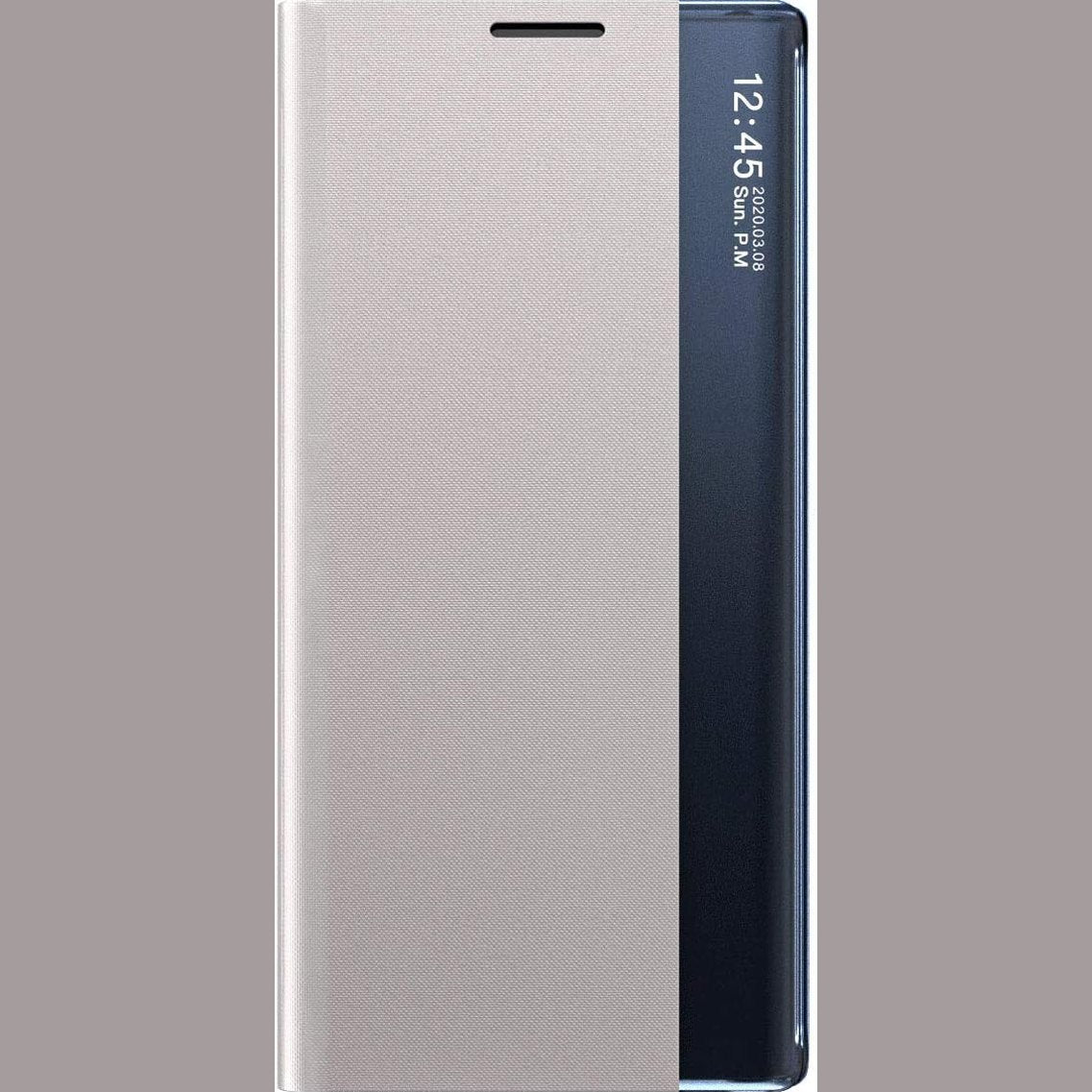 300012 - TANYO Mbulesë Smart View për Samsung Galaxy Note 20 Ultra (5G/4G), Mbulesë Premium me Rrotull me Dritare të Qartë Shikimi, Mbulesë Elegante me Rrotull Pasqyre me Mbështetëse të Palosshme - Argjend