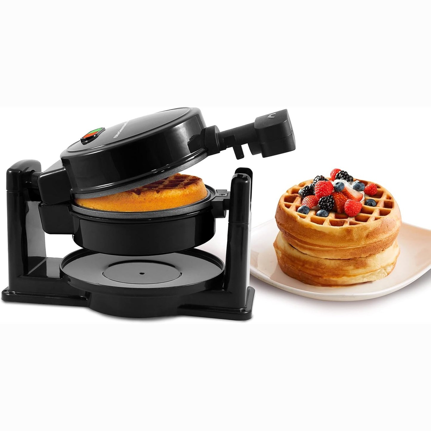 162571 - ELITE GOURMET EWM460 - Makinë Belge për Vafla, Jo-Ngjitëse, Në Madhësi të 1.25 Inç, Mundësi për Vafla të Trasha dhe të Thekura, E Zezë