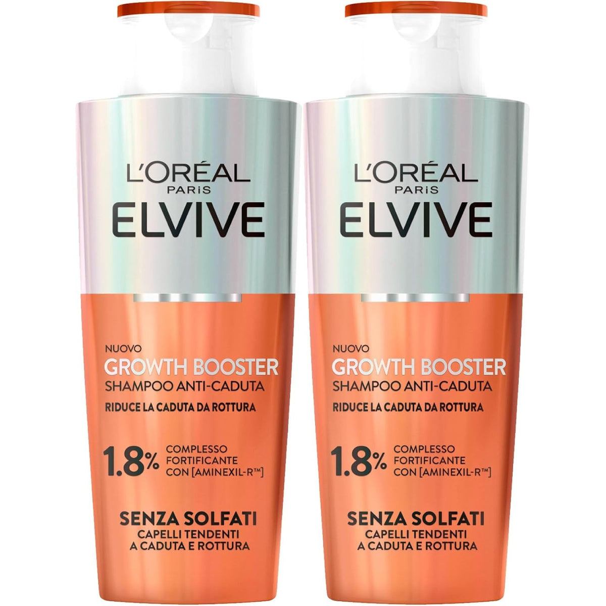 301040 - L'ORÉAL PARIS – Elseve Fiber Booster, 2 shampo kundër rënies së flokëve, 2 x 200ml, pa sulfate, për flokë të hollë.