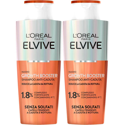 301040 - L'ORÉAL PARIS – Elseve Fiber Booster, 2 shampo kundër rënies së flokëve, 2 x 200ml, pa sulfate, për flokë të hollë.