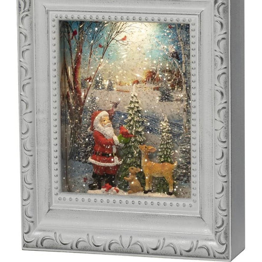 187111 - KONSTSMIDE LED glob dëbore i mbushur me ujë, me Babagjysh dhe Kafshë, funksionon me bateri 3 x AA 1.5V (nuk përfshihen) ose USB (përfshihet), me kohëmatës, për dekorim Krishtlindjesh në ambiente të brendshme