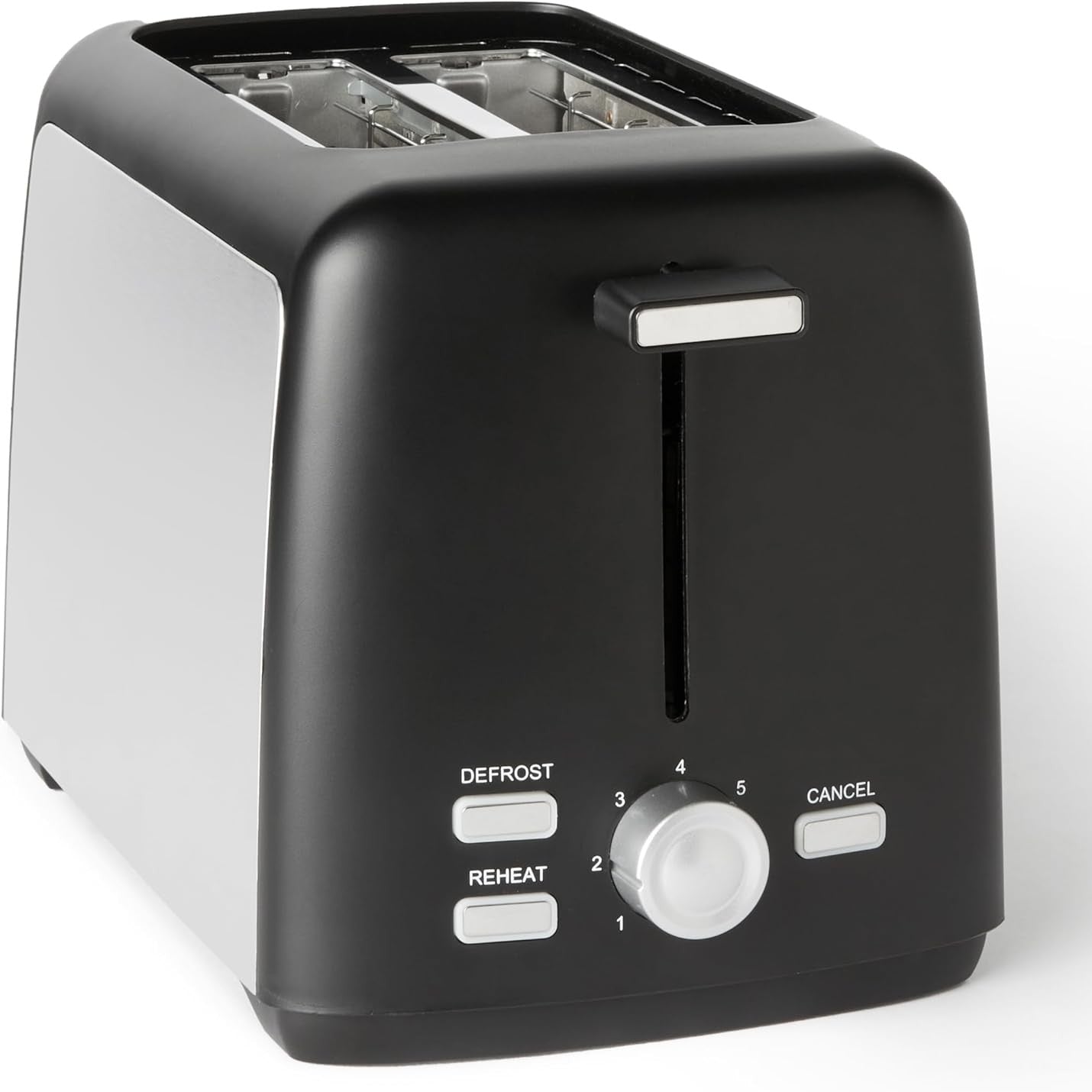 162715 - AMAZON BASICS Toster me 2 Hapësira, 7 Nivele Skuqjeje, Tavë Lëvizshme për Thërrime, 800W, Ngjyrë e Zëzë