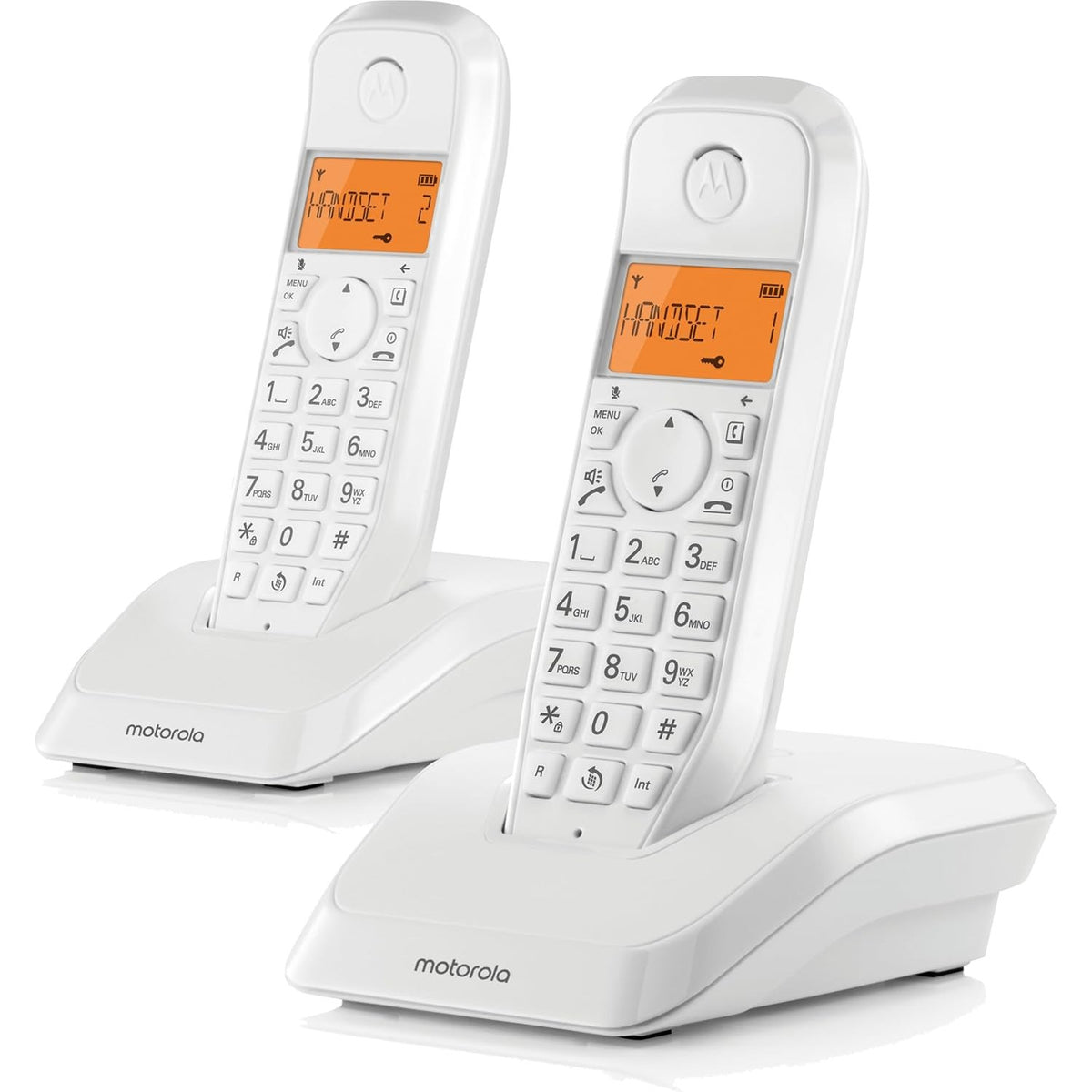 295701 - MOTOROLA Voice - S1202 S12-SERIES Telefon dixhital pa tel, bllokim thirrjesh, funksion Mos më shqetësoni, altoparlant pa duar, libër telefonash për deri në 50 emra dhe numra, i bardhë