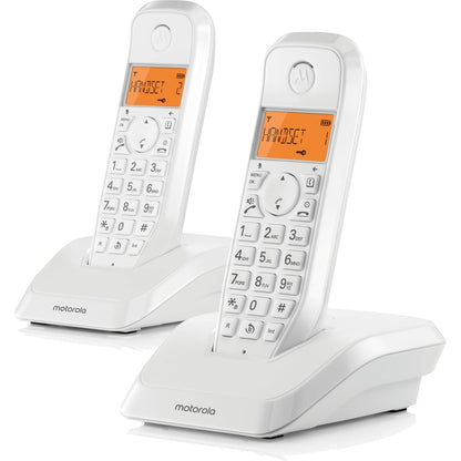 295701 - MOTOROLA Voice - S1202 S12-SERIES Telefon dixhital pa tel, bllokim thirrjesh, funksion Mos më shqetësoni, altoparlant pa duar, libër telefonash për deri në 50 emra dhe numra, i bardhë