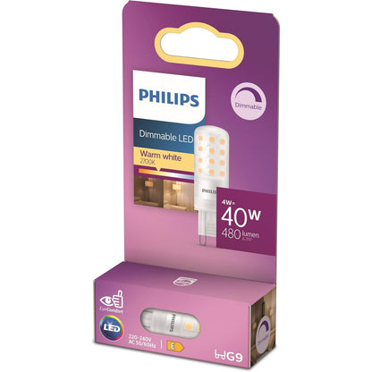257482 - PHILIPS Llambë standarde LED, zëvendësuese për llambën halogjene 40W, bazë G9, dritë e bardhë e ngrohtë 2700K, e errësueshme, me acar
