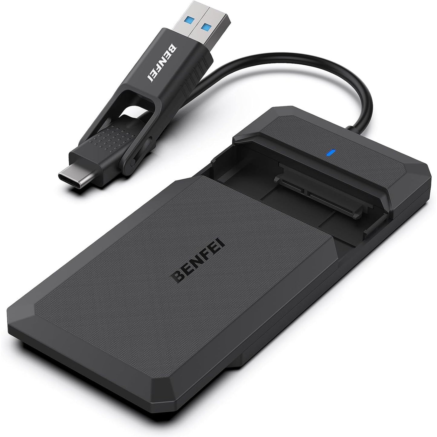 274619 - BENFEI Kuti e Jashtme për Disqe të Forta 2.5", USB 3.2 Gen 1 5Gbps për HDD dhe SSD SATA 2.5" dhe 7/9.5mm, USB-C/A 2-në-1, UASP & Trim