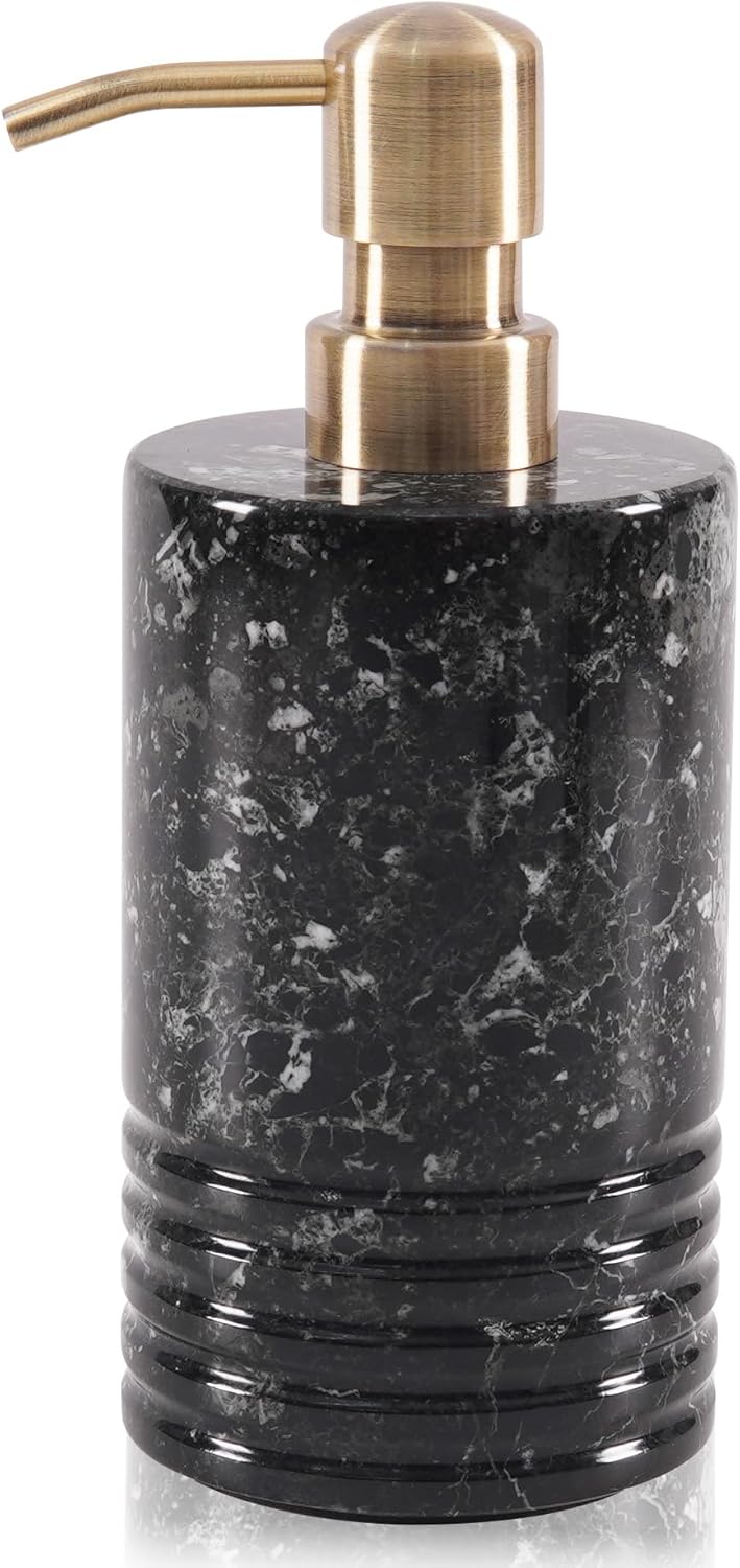 261241 - RADICALN Dispenser sapuni të lëngshëm prej mermeri Oceanic, 19.1 cm, Kapaciteti: 240 ml, i rimbushshëm dhe i ripërdorshëm