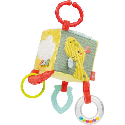 302232 - FEHN 051193 Kub Aktivitetesh Happy Dino – 30 x 30 x 30 cm, për fëmijë 0+ muaj, material i sigurt, lodër aftësish motorike