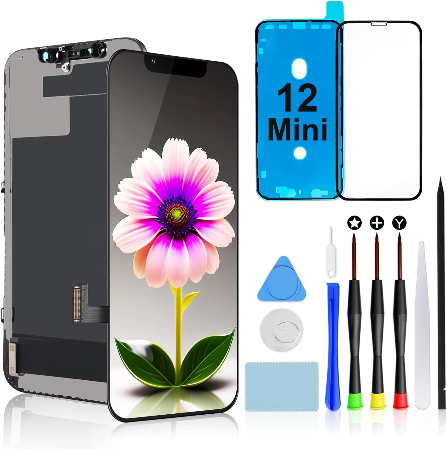 189131 - BRINONAC Ekran Zëvendësim për iPhone 12 Mini, Kit LCD Full HD 5.4 inç, Dixhitalizues Prekjeje me Mjete Riparimi dhe Fletë Mbrojtëse Xhami të Temperuar