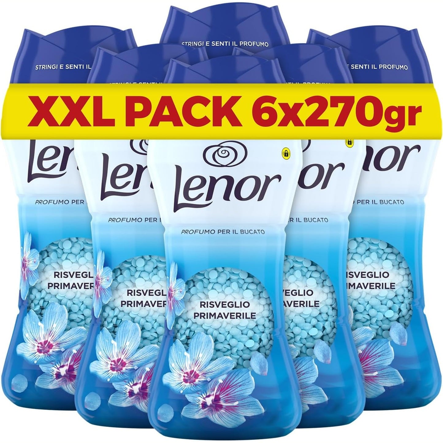 321119 - Deodorizues për larje rrobash LENOR, Perla aromatike, Zgjimi i pranverës, Format Maxi 6 x 270 g