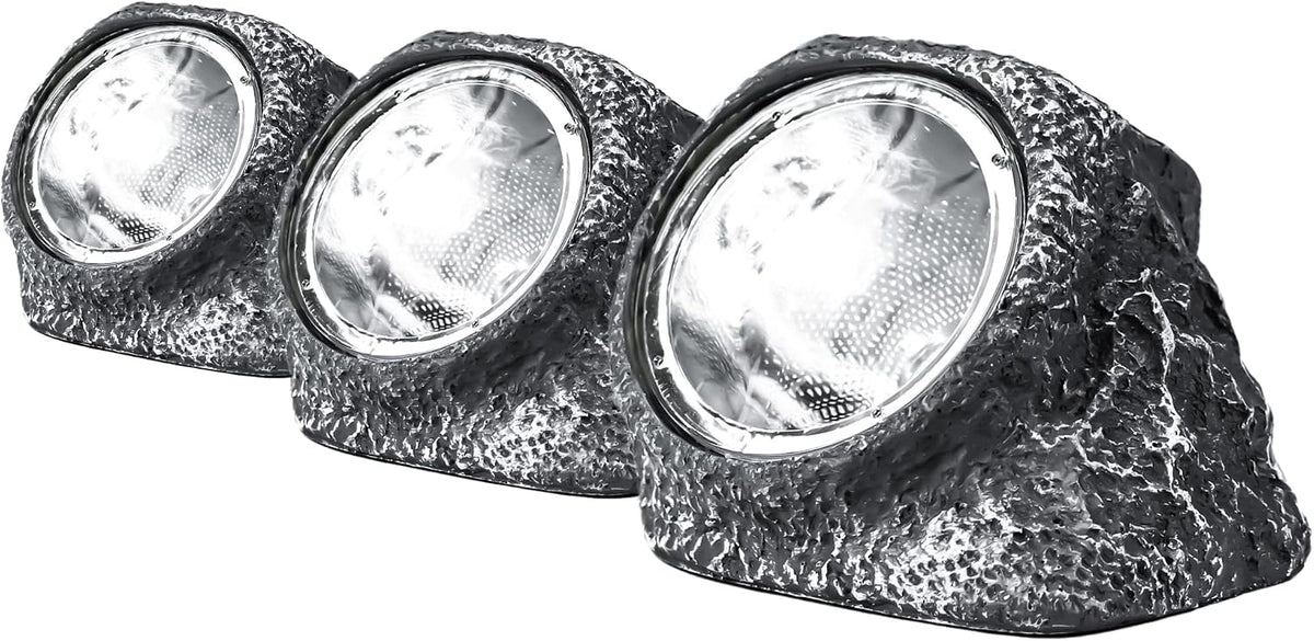 314921 - STATUS Drita Diellore për Jashtë Augusta, Pako me 3, 4 LED secila, Rezistente ndaj Ujit, Bateri e Rikarikueshme, Gri e Çelët