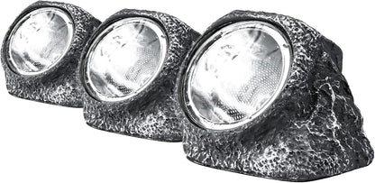 314921 - STATUS Drita Diellore për Jashtë Augusta, Pako me 3, 4 LED secila, Rezistente ndaj Ujit, Bateri e Rikarikueshme, Gri e Çelët