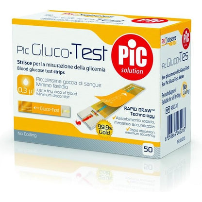 271884 - PIC SOLUTION PIC GLUCOTEST - SHIRITA TESTIMI TË GLUKOZËS NË GJAK, 50 COPË