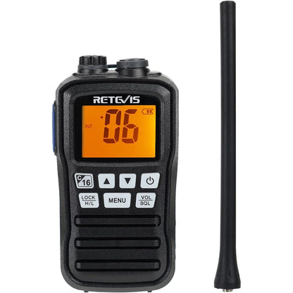 276277 - RADIO ME RADIO DETARE RETEVIS RM01, IP67, E PAPËRSHKUESHME NGA UJI, VHF PORTATIVE DETARE, ME DRIDHJË, ME 88 KANALE LUNDRUSE, RADIO DYPALËSHE PËR KAJAK DHE PESHIM ME VARKË (E ZEZË, 1 PAKO)