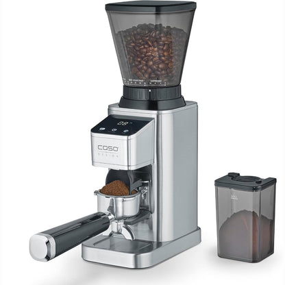 277362 - CASO BaristaChef Inox, mulli elektrik kafeje, mulli konik prej çeliku inox, 48 cilësime të sakta bluarjeje
