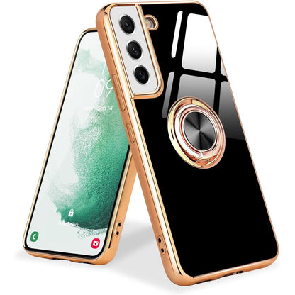 267258 - URARSSA Mbrojtëse për Samsung S22 5G, silikoni, me unazë magnetike 360°, e hollë prej TPU, Rezistent ndaj goditjeve, e zezë