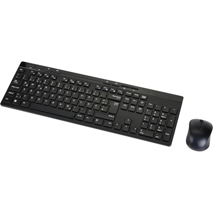 296146 - Amazon Basics Set tastiere dhe mausi pa tel, madhësi të plotë, marrës USB 2.4 GHz, paraqitje gjermane, e zezë