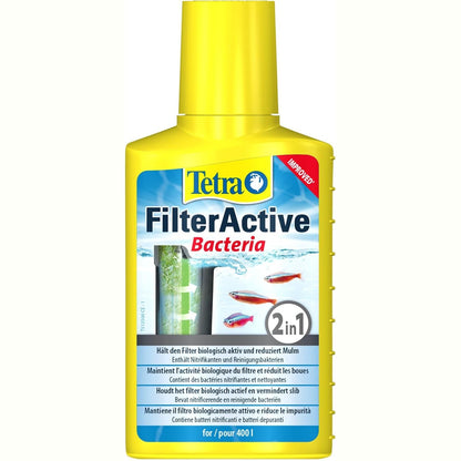 185383 - TETRA FilterActive Bacteria - Përzierje Baktereve të Gjalla dhe Baktereve Pastruese, 2-në-1, Zvogëlon Llumin dhe Mbetjet, 250 ml