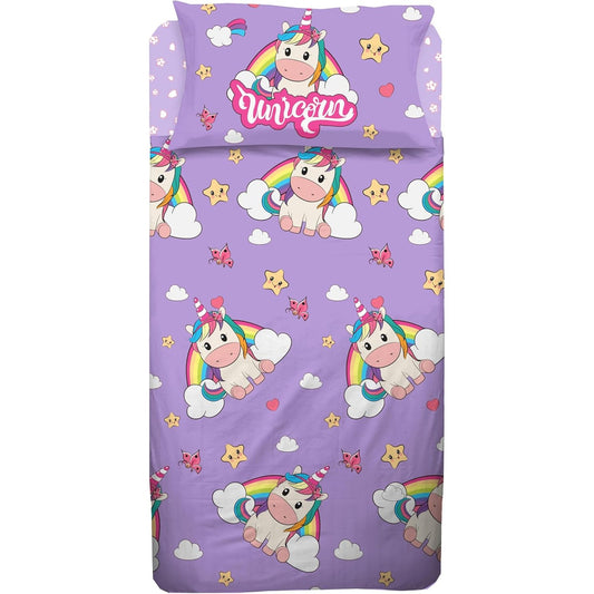 136344 - JARGAVAN - Set i Plotë i Shtratit për Vajza, Njëbrirësh, Përfshin Çarçaf Sipërfaqësor, Çarçaf të Montuar dhe Mbulesë Jastëku, Material 100% Pambuk, Për Dhomën e Fëmijëve