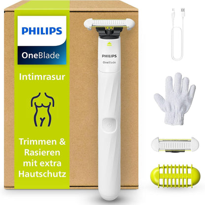 275086 - PHILIPS OneBlade Intime, rruajtje intime, rregullim dhe rruajtje me mbrojtje shtesë të lëkurës, rruajtje e ngushtë dhe e rehatshme, modeli QP1924/28