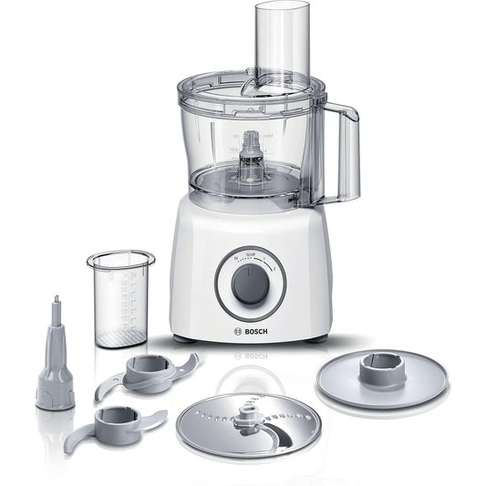 80241 - BOSCH Përpunues Ushqimi MultiTalent 3 - Shumëfunksional, Fuqi 800W, 2 Shpejtësi, Kapacitet 2.3L, Disk Prerës, Grirës dhe Gërryes, Tek Brumosës dhe Disk Rrahës - Mbi 20 Funksione