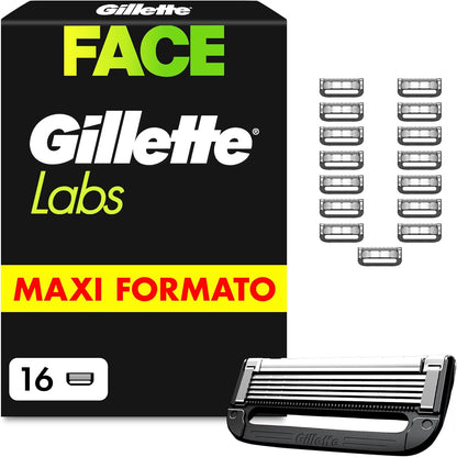 275005 - GILLETTE Brisqe rroje Labs për meshkuj, 16 tehe zëvendësuese origjinale, të zeza, tehe të pajtueshme me të gjitha brisqet Labs