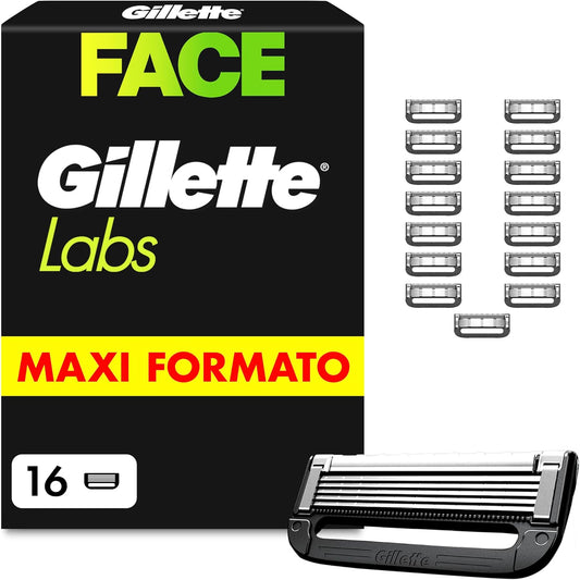 275005 - GILLETTE Brisqe rroje Labs për meshkuj, 16 tehe zëvendësuese origjinale, të zeza, tehe të pajtueshme me të gjitha brisqet Labs