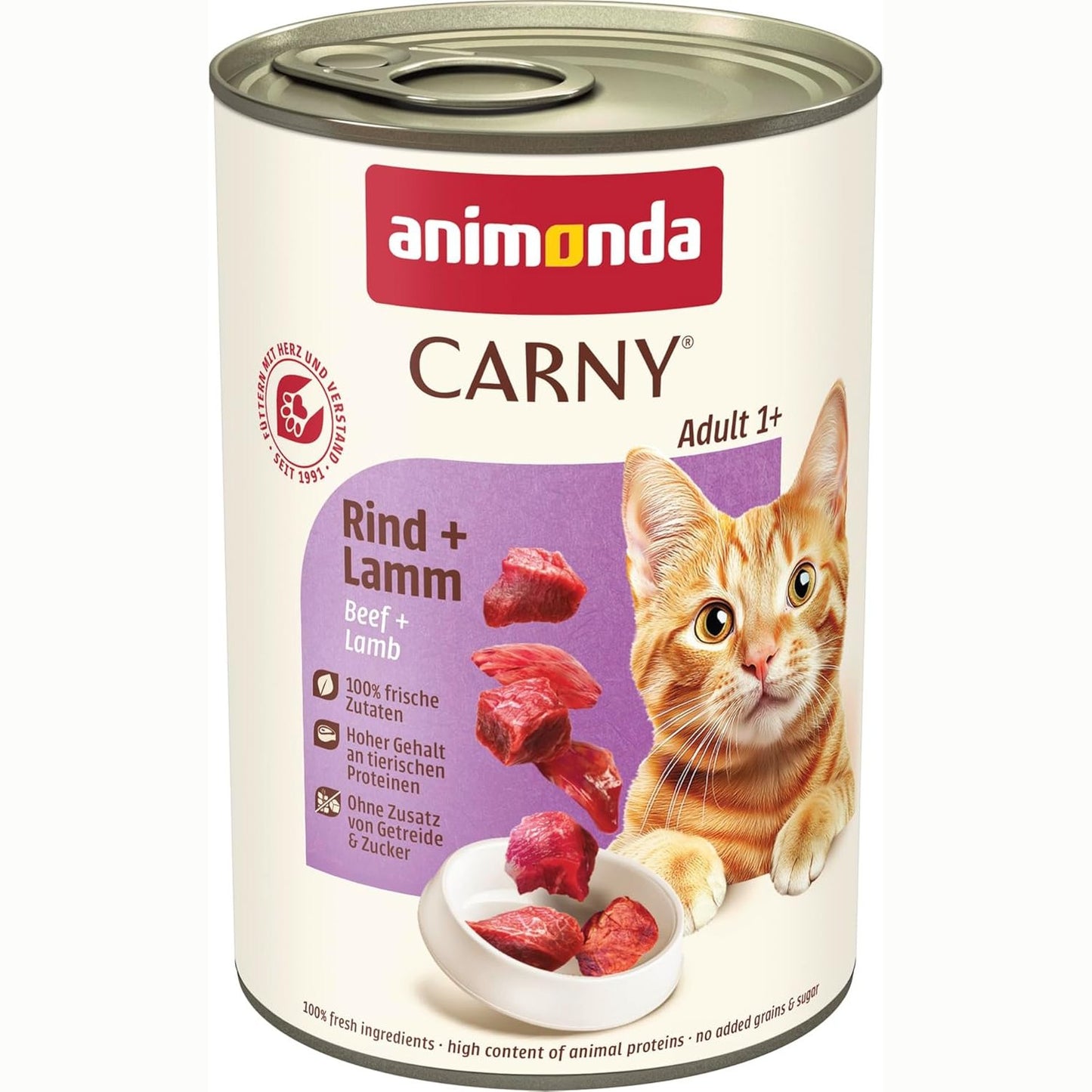 215871 - ANIMONDA 6 x Konserva për Mace Carny Adult Mish Viçi & Qengji 400g
