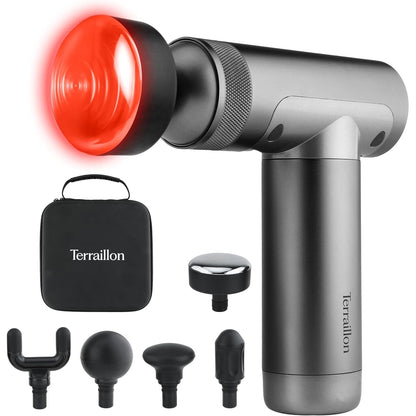300298 - TERRAILLON MASAZHUES MUSKUJSH, pistoletë masazhi, 3 shpejtësi 1800-3200 RPM, 5 maja silikoni, USB-C, përfshin çantë mbajtëse