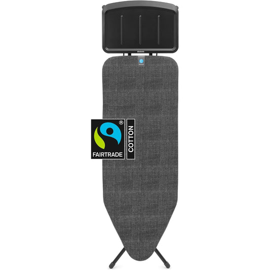 255051 - BRABANTIA Dërrasë Hekurosjeje XL, 124 x 45 cm, me sipërfaqe ekstra të qëndrueshme, me mbyllje transporti, e palosshme, denim e zezë
