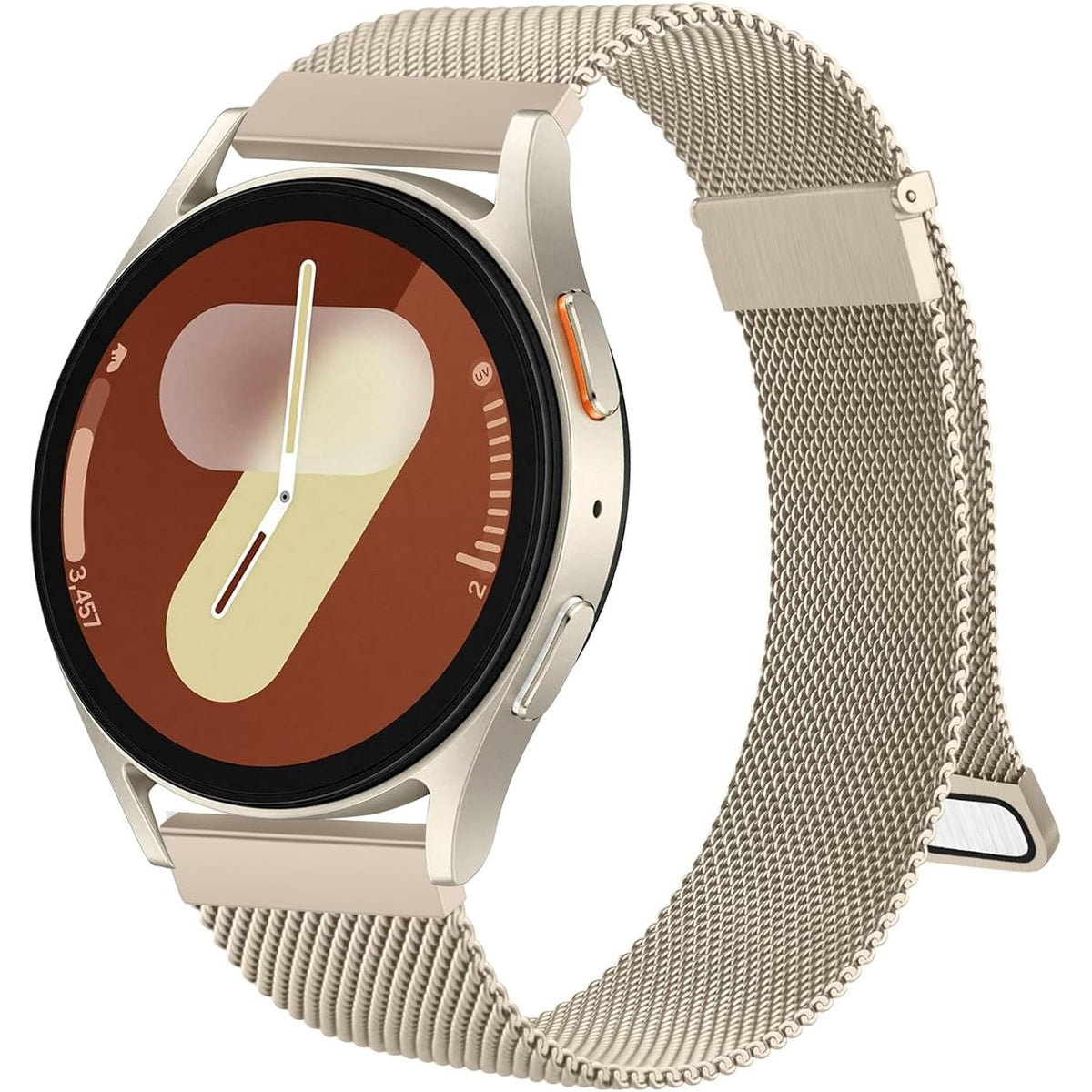 296412 - BYZYLYK METALIK për Samsung Galaxy Watch 7/6/5/4, 44mm/40mm/Watch 6 Classic 47mm/43mm/Watch 5 Pro 45mm/Watch 4 Classic/FE, rrip magnetik, ngjyrë shampanjë