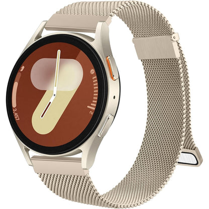 296412 - BYZYLYK METALIK për Samsung Galaxy Watch 7/6/5/4, 44mm/40mm/Watch 6 Classic 47mm/43mm/Watch 5 Pro 45mm/Watch 4 Classic/FE, rrip magnetik, ngjyrë shampanjë